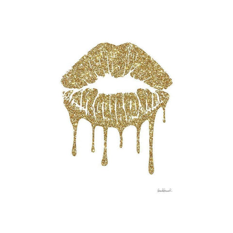 Glitter Lip Gold Black Modern Wood Framed Art Print with Double Matting by Greenwood, Amanda