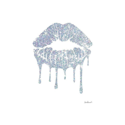 Glitter Lip Silver Black Modern Wood Framed Art Print with Double Matting by Greenwood, Amanda