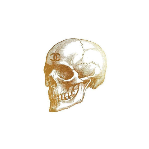 Gold Skull White Modern Wood Framed Art Print by Greenwood, Amanda