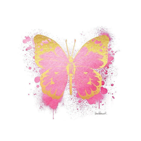 Butterfly Gold and Pink Gold Ornate Wood Framed Art Print with Double Matting by Greenwood, Amanda