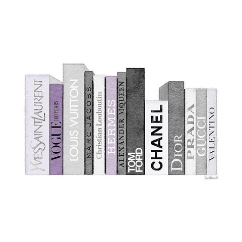 Grey and Purple Books Black Modern Wood Framed Art Print by Greenwood, Amanda