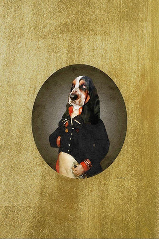 Classic Basset Hound Black Ornate Wood Framed Art Print with Double Matting by Amanda Greenwood