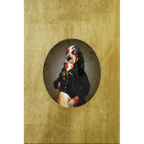 Classic Basset Hound White Modern Wood Framed Art Print by Amanda Greenwood