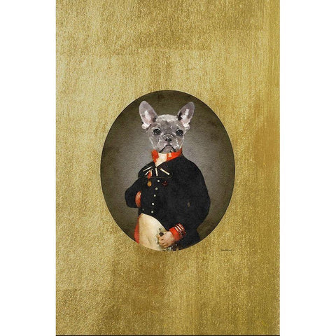 All Dressed up Frenchie Gold Ornate Wood Framed Art Print with Double Matting by Amanda Greenwood