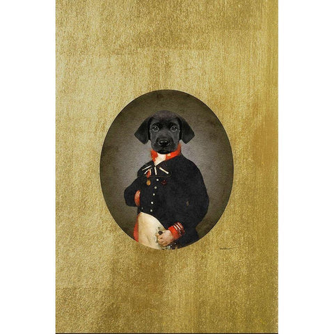 All Dressed up Labrador Gold Ornate Wood Framed Art Print with Double Matting by Amanda Greenwood