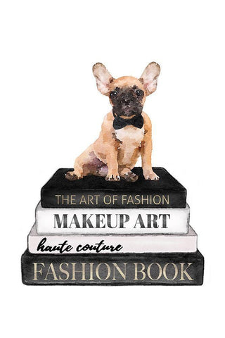 Bookstack Frenchie II Black Ornate Wood Framed Art Print with Double Matting by Amanda Greenwood