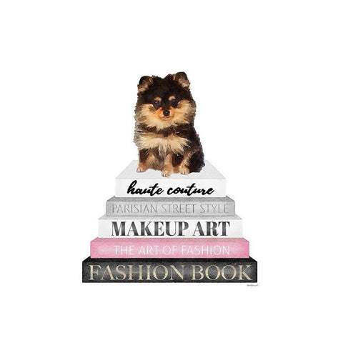 Yorkie Bookstack III Black Modern Wood Framed Art Print by Amanda Greenwood