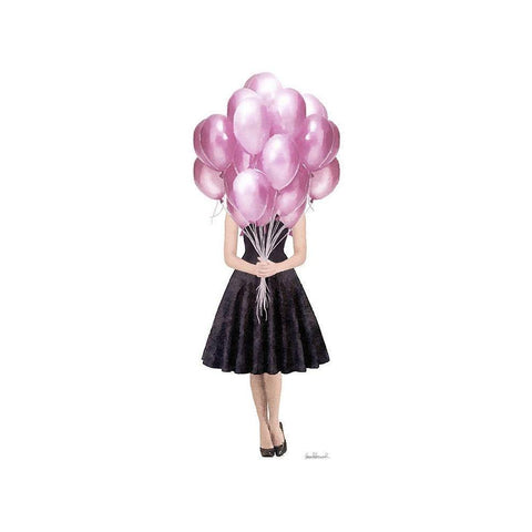 Pink Balloon Girl White Modern Wood Framed Art Print by Amanda Greenwood