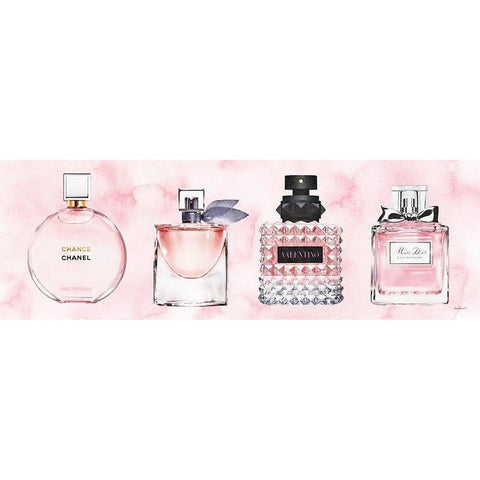 4  Pink Perfumes White Modern Wood Framed Art Print by Amanda Greenwood