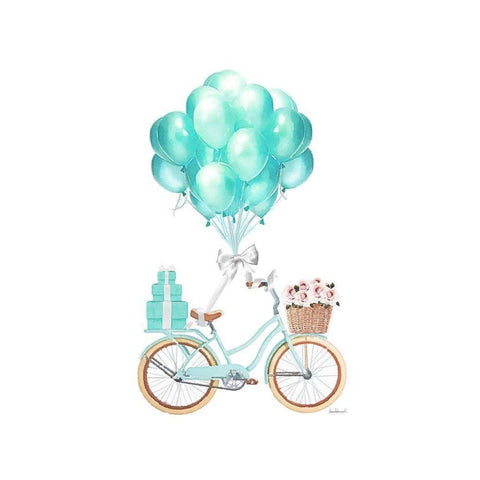 Biking and Balloons Black Modern Wood Framed Art Print with Double Matting by Greenwood, Amanda