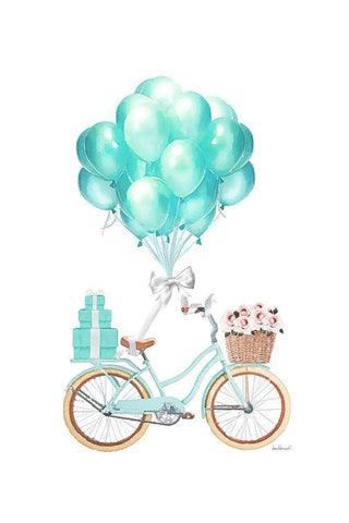 Biking and Balloons White Modern Wood Framed Art Print with Double Matting by Greenwood, Amanda