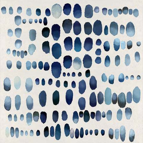 Playful Blue II White Modern Wood Framed Art Print with Double Matting by Perry, Angela