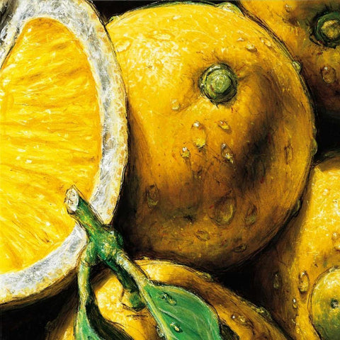 Lemons Gold Ornate Wood Framed Art Print with Double Matting by AlmaCh