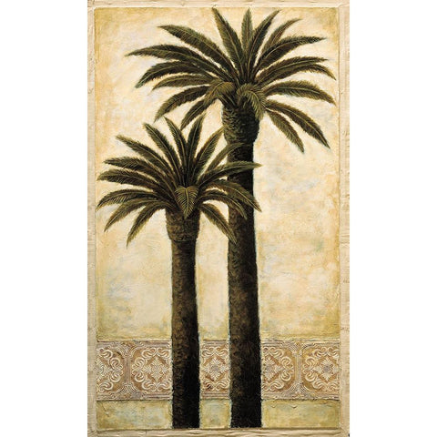 Silhouette Palms II Gold Ornate Wood Framed Art Print with Double Matting by Mazo, Andre