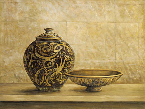 Collezione etnica II White Modern Wood Framed Art Print with Double Matting by Mazo, Andre