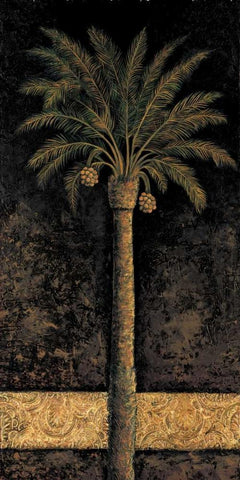 Dusk Palms I Black Ornate Wood Framed Art Print with Double Matting by Mazo, Andre