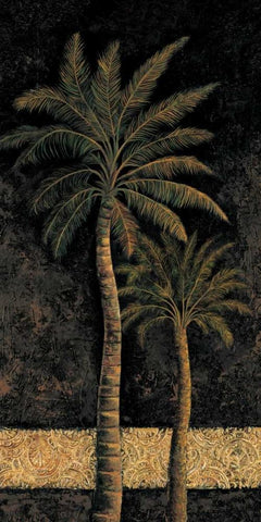 Dusk Palms II Black Ornate Wood Framed Art Print with Double Matting by Mazo, Andre