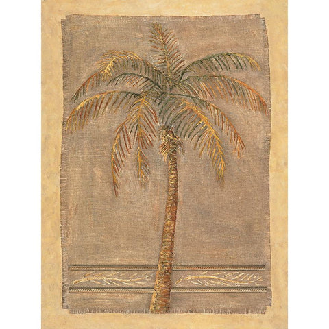 Jute Palm II White Modern Wood Framed Art Print by Mazo, Andre
