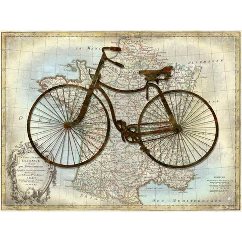 Bike France Black Modern Wood Framed Art Print with Double Matting by Wade, Amanda
