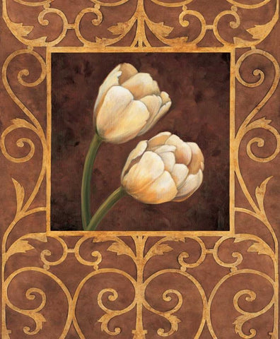 Ornamental Tulips White Modern Wood Framed Art Print with Double Matting by Gonzales, Andres