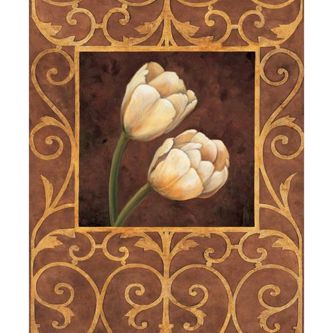 Ornamental Tulips Gold Ornate Wood Framed Art Print with Double Matting by Gonzales, Andres