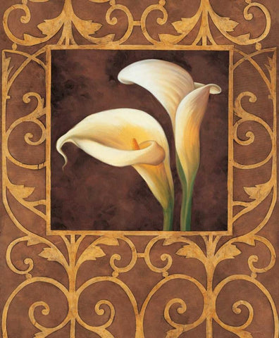 Ornamental Callas White Modern Wood Framed Art Print with Double Matting by Gonzales, Andres