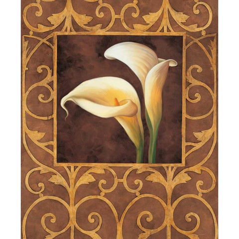 Ornamental Callas Black Modern Wood Framed Art Print with Double Matting by Gonzales, Andres