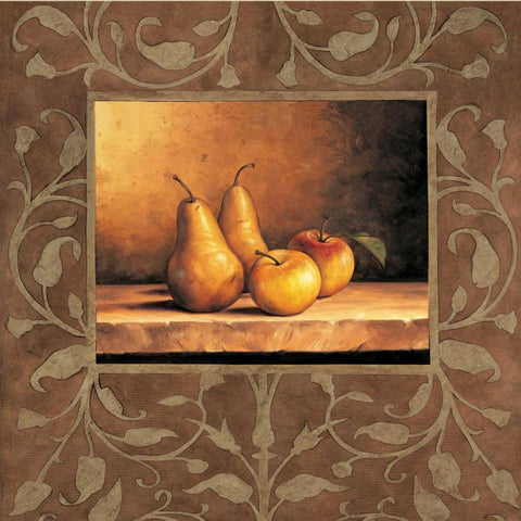 Pears and Apples Black Modern Wood Framed Art Print with Double Matting by Gonzales, Andres