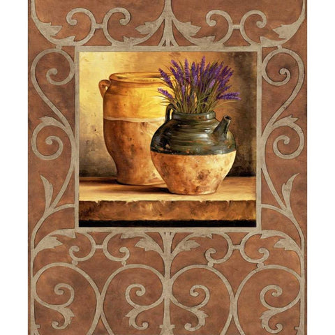 Vases with Lavender Black Modern Wood Framed Art Print with Double Matting by Gonzales, Andres