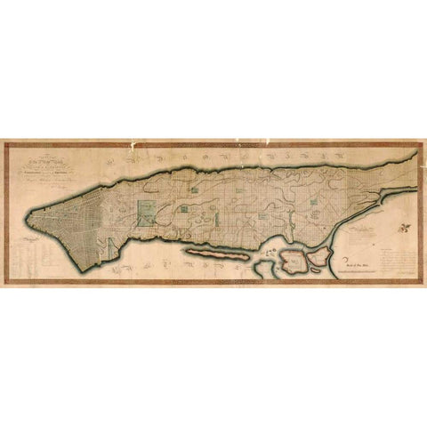 New York and the Island of Man Gold Ornate Wood Framed Art Print with Double Matting by Maverick, P.