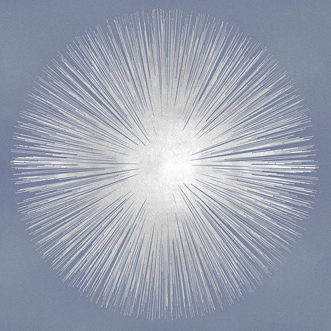 Silver Sunburst on Gray I White Modern Wood Framed Art Print with Double Matting by Young, Abby
