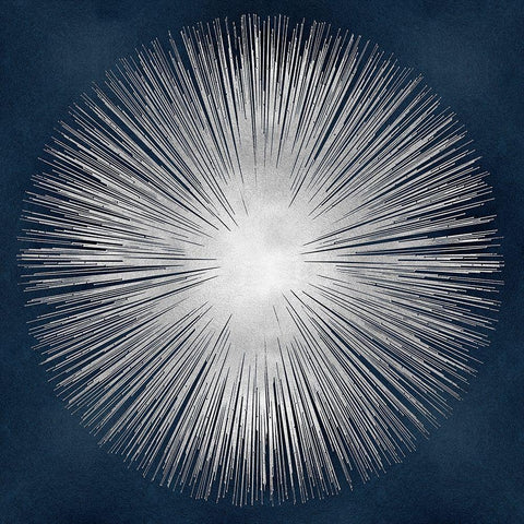 Sunburst on Dark Blue I White Modern Wood Framed Art Print with Double Matting by Young, Abby