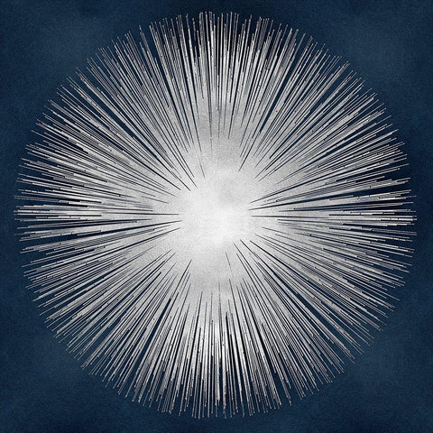 Sunburst on Dark Blue I White Modern Wood Framed Art Print by Young, Abby