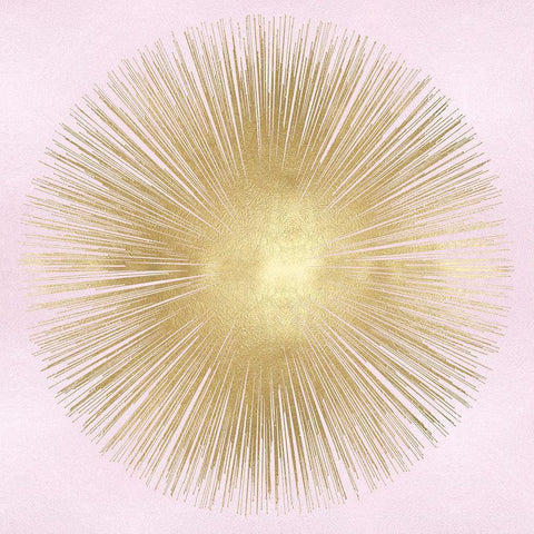 Sunburst Gold on Pink Blush I Black Modern Wood Framed Art Print with Double Matting by Young, Abby