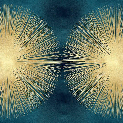 Sunburst Gold on Teal II Gold Ornate Wood Framed Art Print with Double Matting by Young, Abby