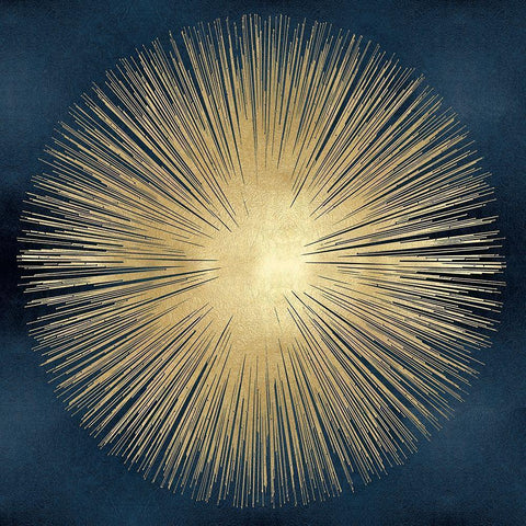 Sunburst Gold on Blue I Black Modern Wood Framed Art Print with Double Matting by Young, Abby