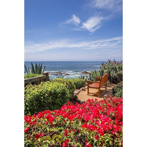 Bench, Laguna Beach Gold Ornate Wood Framed Art Print with Double Matting by Markoff, Barbara