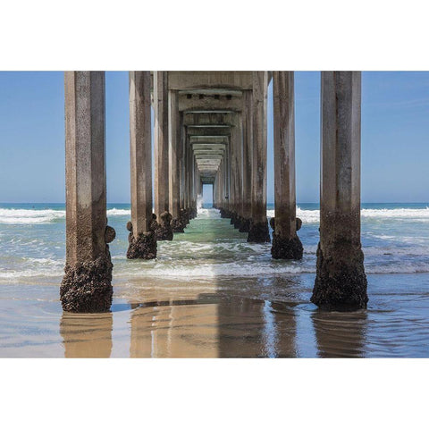 Under Scripps Pier, La Jolla Black Modern Wood Framed Art Print by Markoff, Barbara