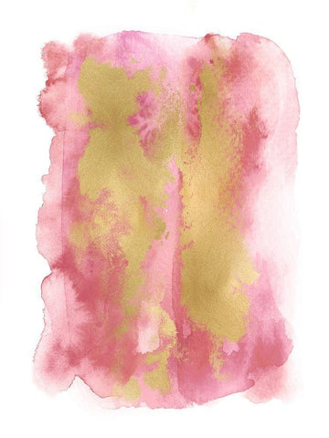 Blush Mist with Gold II White Modern Wood Framed Art Print with Double Matting by Riley, Bella