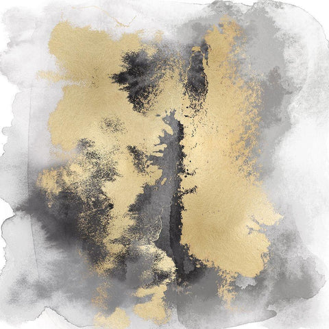 Gray Mist with Gold II Black Ornate Wood Framed Art Print with Double Matting by Riley, Bella