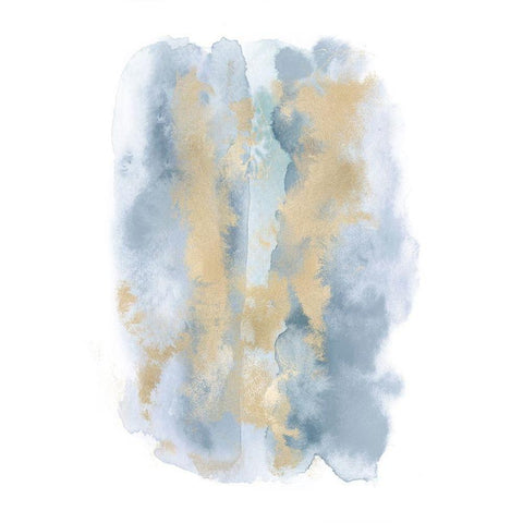 Soft Blue Mist With Gold I  White Modern Wood Framed Art Print by Riley, Bella