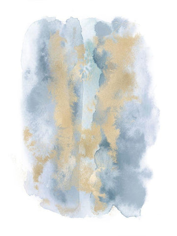 Soft Blue Mist With Gold I  White Modern Wood Framed Art Print with Double Matting by Riley, Bella