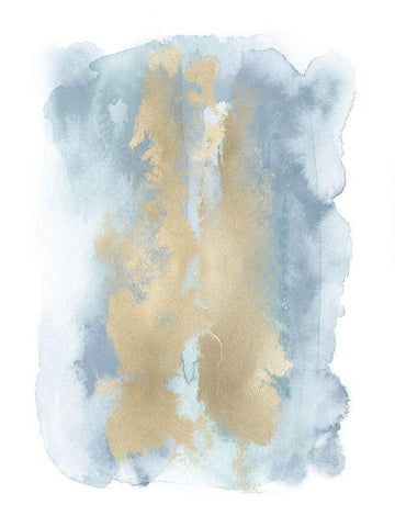 Soft Blue Mist With Gold II Black Ornate Wood Framed Art Print with Double Matting by Riley, Bella