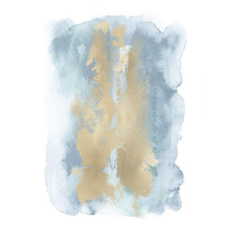 Soft Blue Mist With Gold II Black Modern Wood Framed Art Print with Double Matting by Riley, Bella