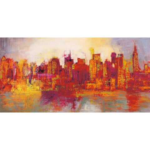 Abstract New York City Black Modern Wood Framed Art Print with Double Matting by Carter, Brian