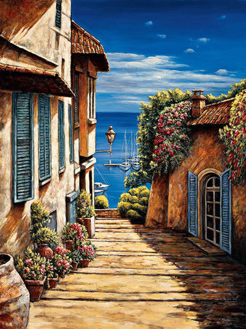 Antibes Black Ornate Wood Framed Art Print with Double Matting by Francis, Brian