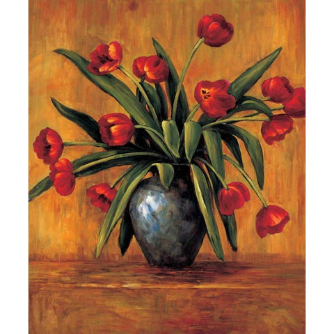 Red Tulips Gold Ornate Wood Framed Art Print with Double Matting by Francis, Brian