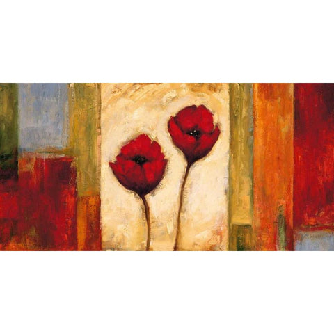 Poppies in Rhythm II Gold Ornate Wood Framed Art Print with Double Matting by Francis, Brian