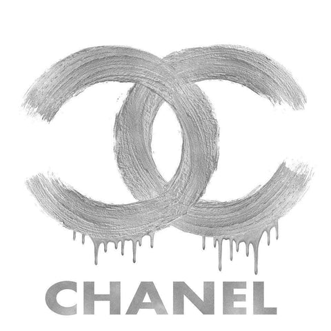 Fashion Logo Silver on White Black Modern Wood Framed Art Print by Blake, Madeline