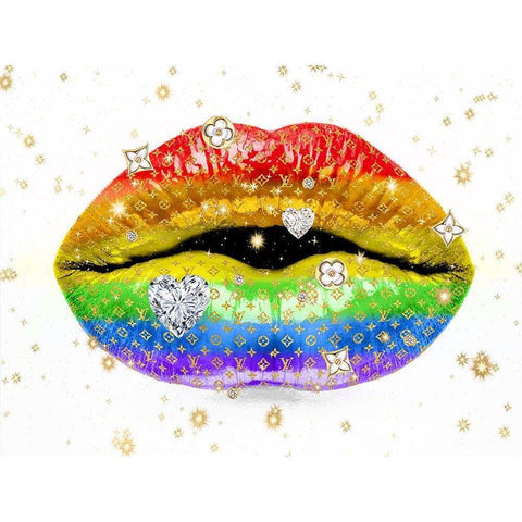 Luxury Lips Rainbow White Modern Wood Framed Art Print by Blake, Madeline